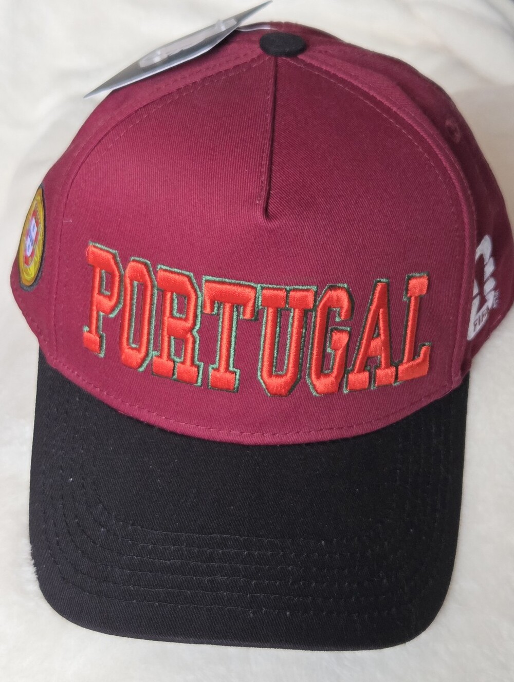 Official Fifa Portugal World Cup Soccer Hat Maroon Black Embroidered Cap NWT